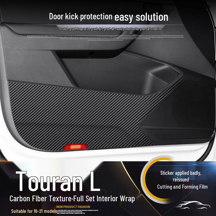Carbon Fiber Gear Shift and Door Wrap Stickers for 2016-2021 VW Touran Interior.