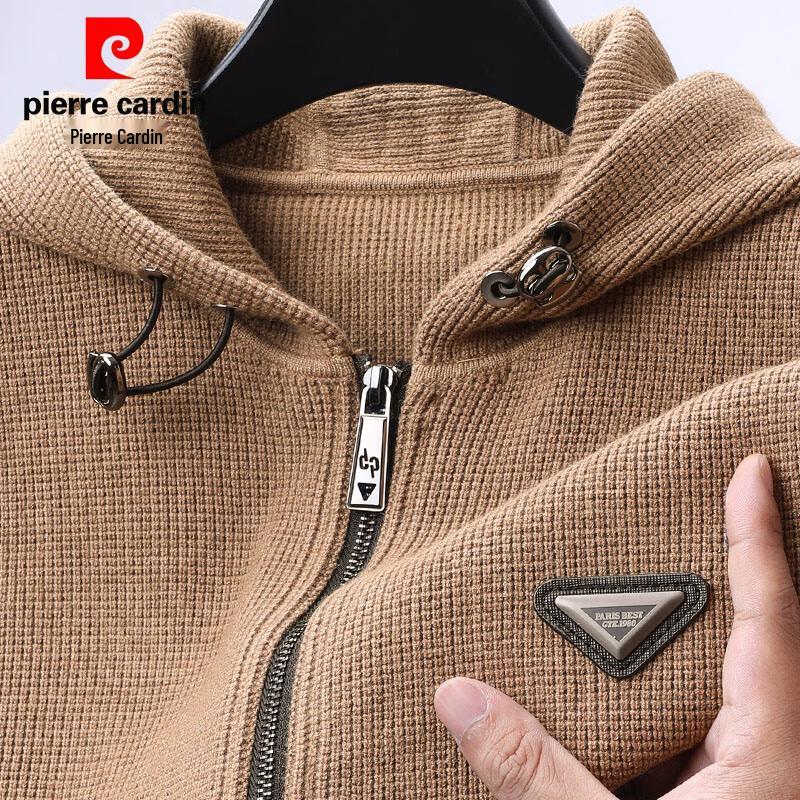 Pierre Cardin Herr Enfärgad Stickad Väst med Huvuva