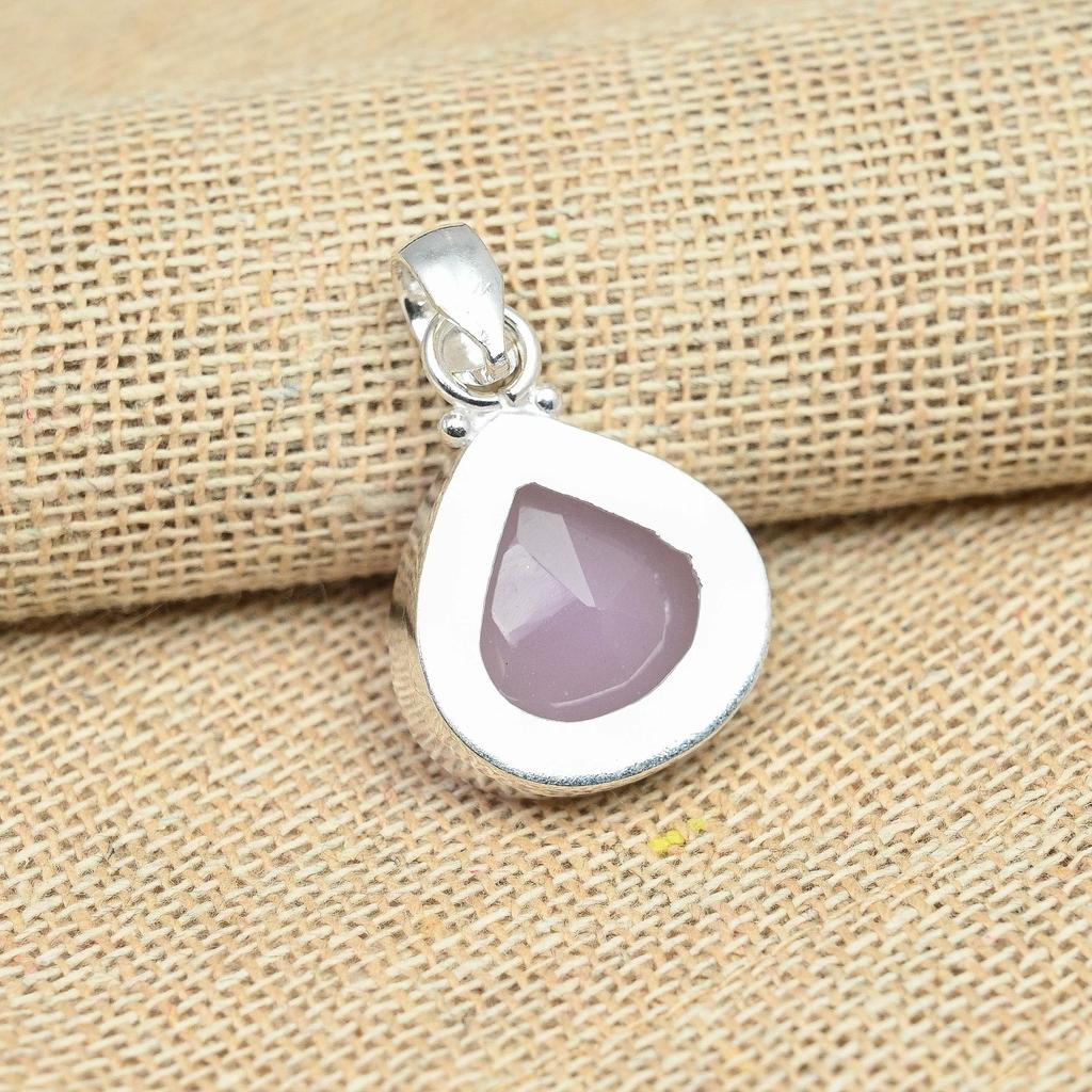 Pink Chalcedony Gemstone 925 Sterling Silver Jewelry Charming Pendant Handmade Gift For Her