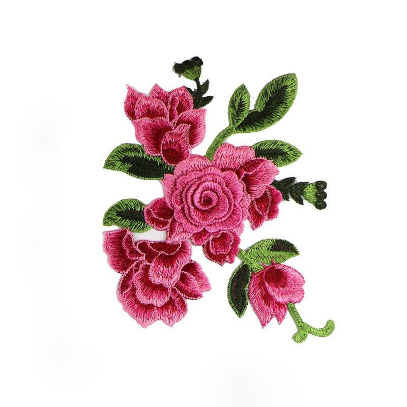 

1 шт. Розово-фиолетовый цветочный швейный мотив кружево вышитые нашивки аппликация нашивка для одежды украшение роза розовый