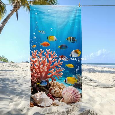 Tropical Underwater World Beach Towel Patterned Sunscreen And Windproof Suitable For Swimming Pool Camping Travel