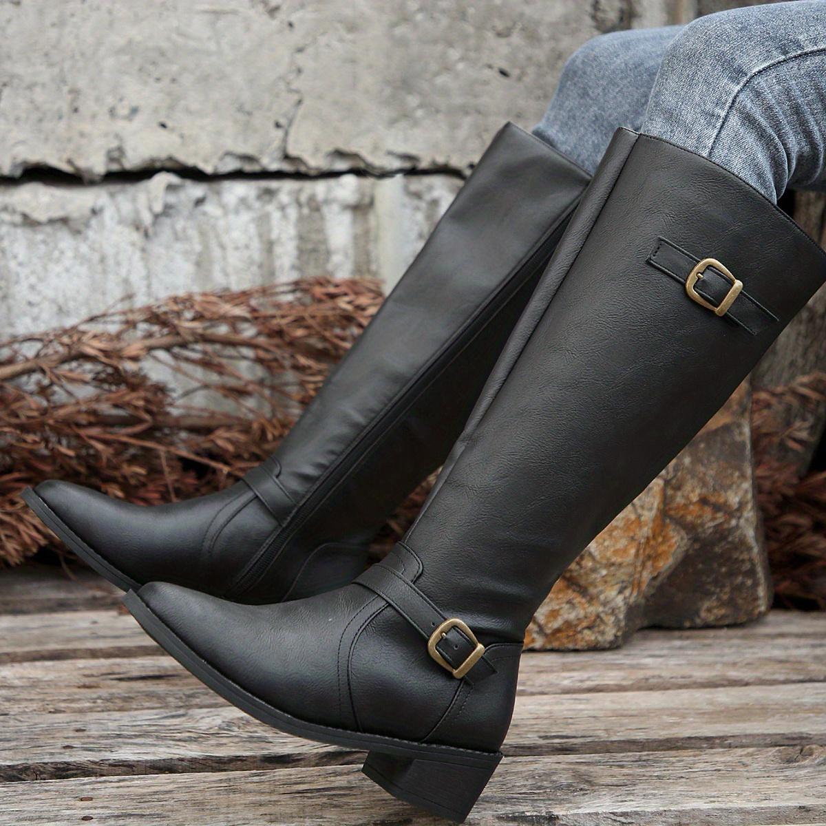 

Autumn and Winter New Large Round Head Color Belt Buckle Thick Heel for Women, Trendy Versatile for Adult Women 40