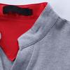 Men T-shirt Solid Color Long Sleeve V Neck Slim Pullover Top for Spring