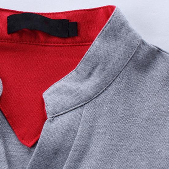 Men T-shirt Solid Color Long Sleeve V Neck Slim Pullover Top for Spring