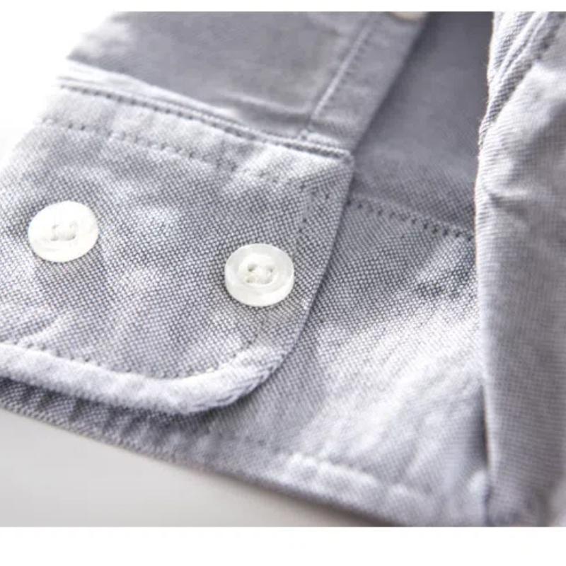 Spring and Summer Long Sleeve Shirt Men Daily Casual Shirt Lapel Collar Pocket Oxford 100 Cotton Shirt Versatile Men Tops