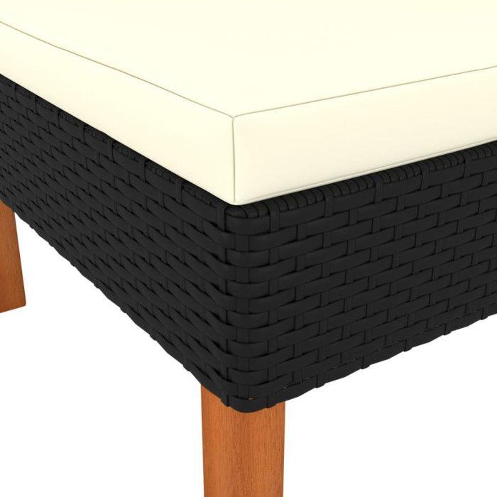 Fauteuil d'angle - VIDAXL - Eucalyptus massif - Polyrotin - Noir - 2 personnes