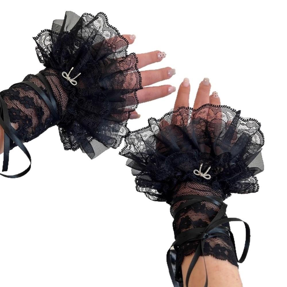 Flare Style Lace Wrist Cuffs JK Ruffles Gloves Vintage Flare Cuffs Cosplay Accessories