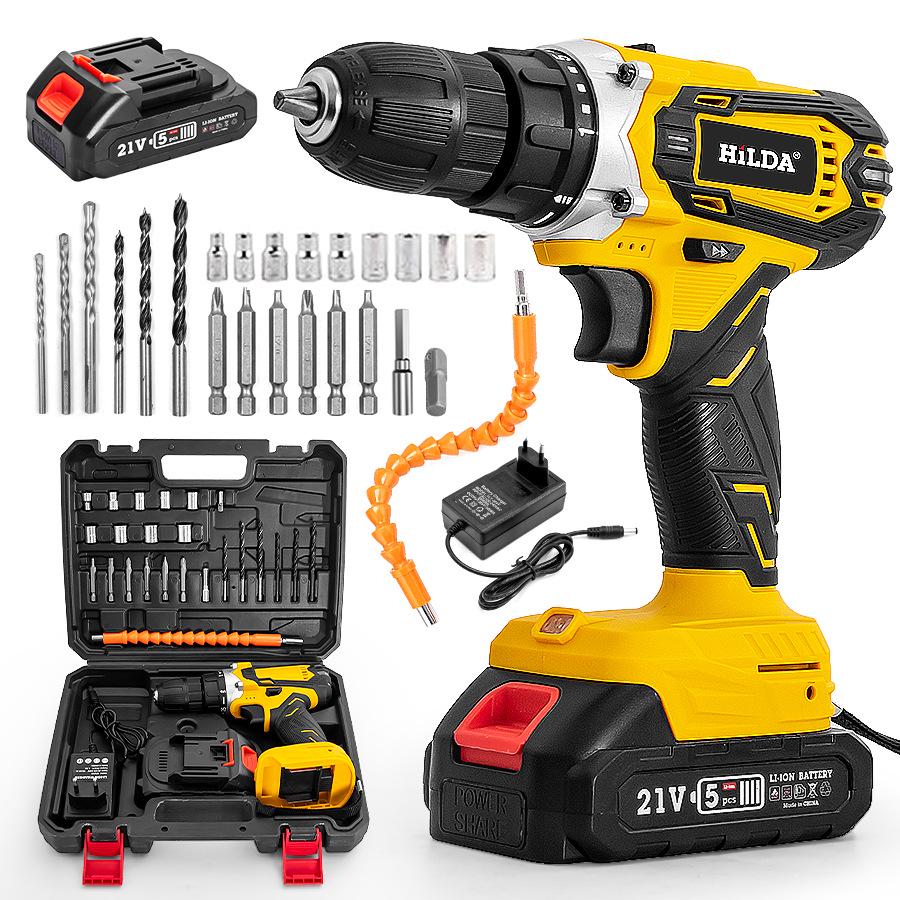 Hilda Rechargeable Lithium-Ion Impact Drill & Portable Electric Screwdriver Set
