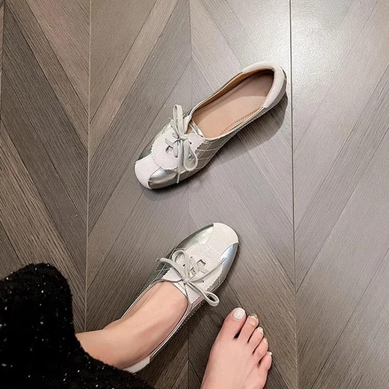 Damen Einzelne Schuhe Sommer Neu Runde Zehenpartie Farblich passend Mules Lässig Bequem Pendler Weiche Sohle Berufsschuhe