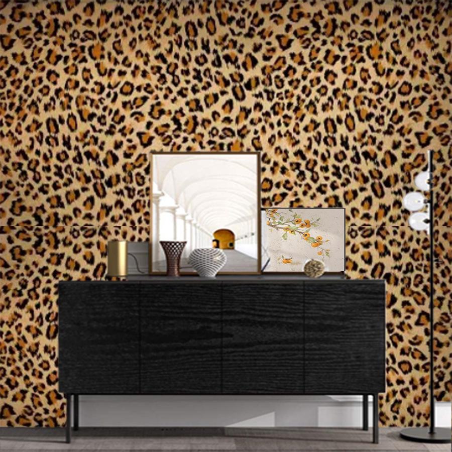 Samolepicí PVC tapeta Shein s leopardím vzorem pro domácí dekoraci.