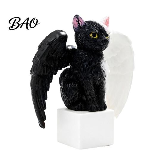 Halloween Party Decoration Cat Figurine, Resin Witch Hat/Moon/Pumpkin/Skull Statue Durable for Tabletop, Mantel, Shelf, Desk Decor Smooth Surface