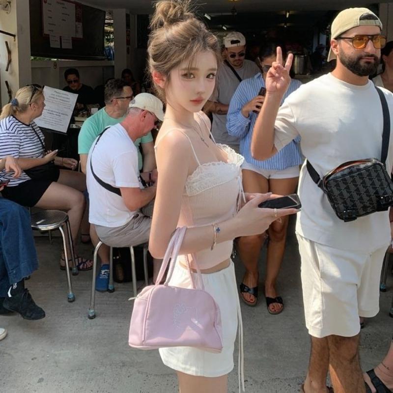 Sexy Women Lace Vest Sling Tops Sleeveless Tank Tops Solid Backless Fashion Lady Street Wear Inner Tees Girls Y2K Tops