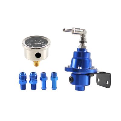 Adjustable Fuel Pressure Regulator with Gauge Kit Aluminum Vehicle Refitting Fuel Supercharger Regulating Valve