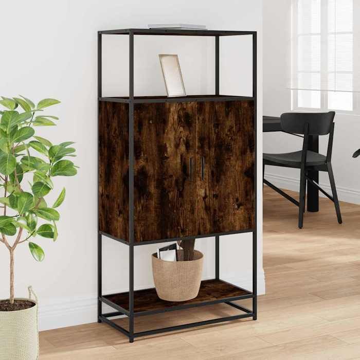 VidaXL Buffet haut chêne sonoma 68x35x139 cm bois d'ingénierie métal, armoire latérale, armoire de rangement haute, vitrine 849041