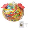 Stained Glass Hummingbird Feeder Droplet Shaped Hanging Birds Feeder Hummingbird Feeder with 2 Flower Feeding Ports for Outside Garden Courtyard