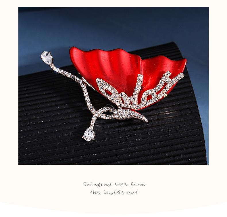 High-End Rose Red Chinese Flower Brooch: Classical Pin for Women's Qipao & Coat Accessories