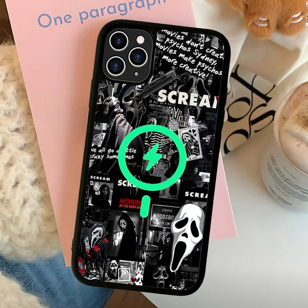 

Ghost Face Art Scream Magnetic Wireless Phone Case For IPhone 17 16 15 14 13 12 11 Pro Max Plus Mag Phone Cover iPhone 14 plus