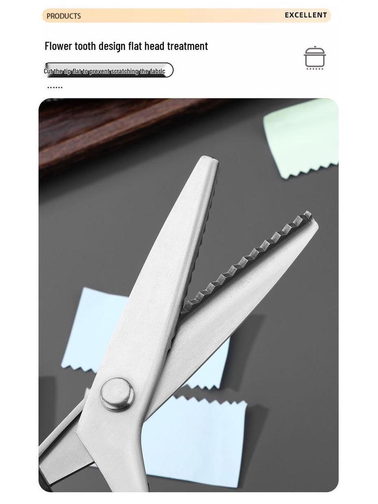 Lace Overlock & Tailor Scissors - Big Wave Pattern, Non-Fraying, Triangle Sawtooth Design