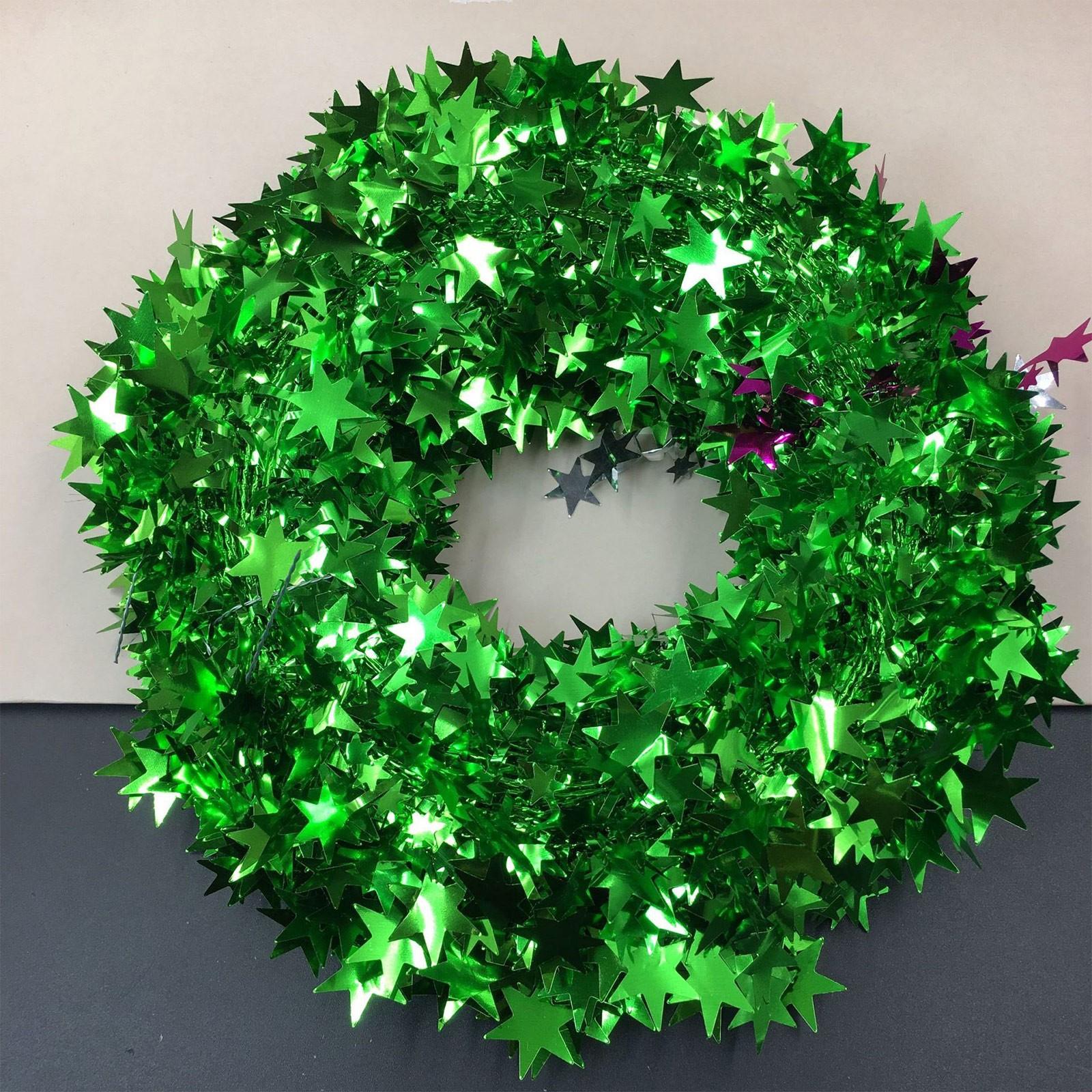 

7,5 м золотые звезды, проволочная гирлянда, мишура-звезда, украшение из ротанга, рождественская елка для дома, свадьбы, дня рождения, рождественской части зелёный