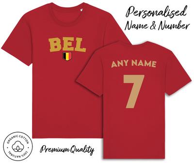 Belgien BEL T-Shirt 2024 Personalisierter Name und Nr. Erwachsene Kinder Baby, Fußball Euro