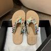 Woven slippers flip-flops new summer non-slip vacation Xishuangbanna ethnic wind beach hemp rope slippers