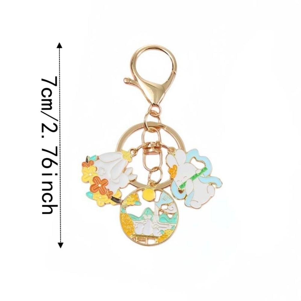 Enamel Metal Metal Key Ring Cartoon Design Enamel Pendant Rabbit Key Chain  Backpack Decor