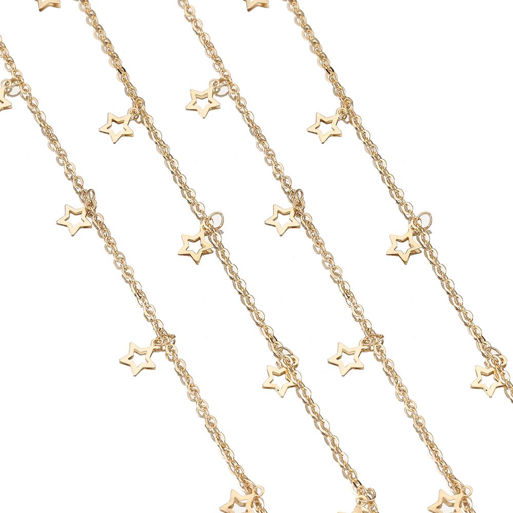 

2Meters 1Meter Hollow Out Moon Star Charms Copper Chain Star Chains for Jewelry Making DIY Necklace Bracelet Wholesale Supplies 1meter