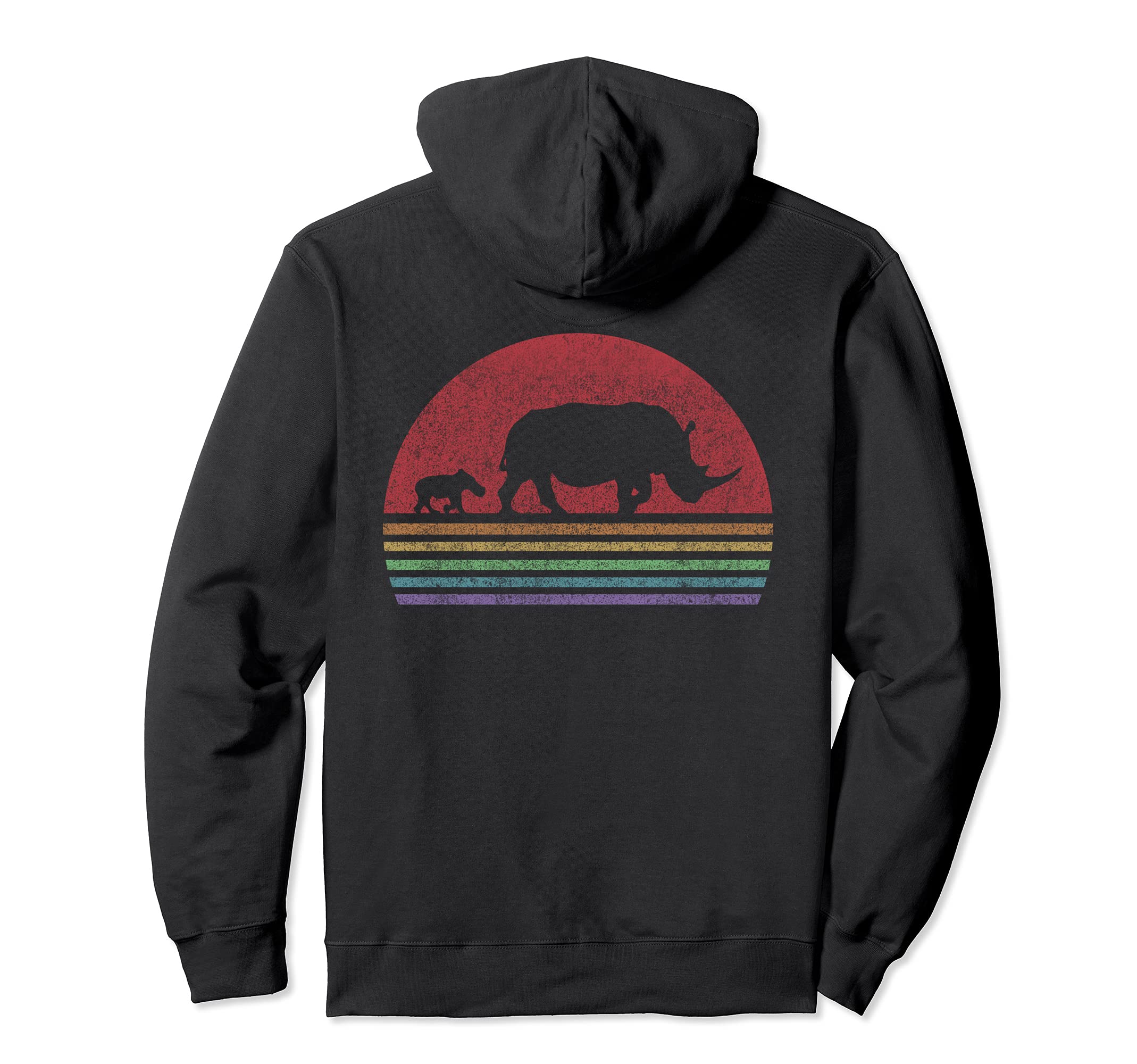 

Rhino Mama Baby Rhino Mother Child Mama Retro Sunset Hoodie чёрный