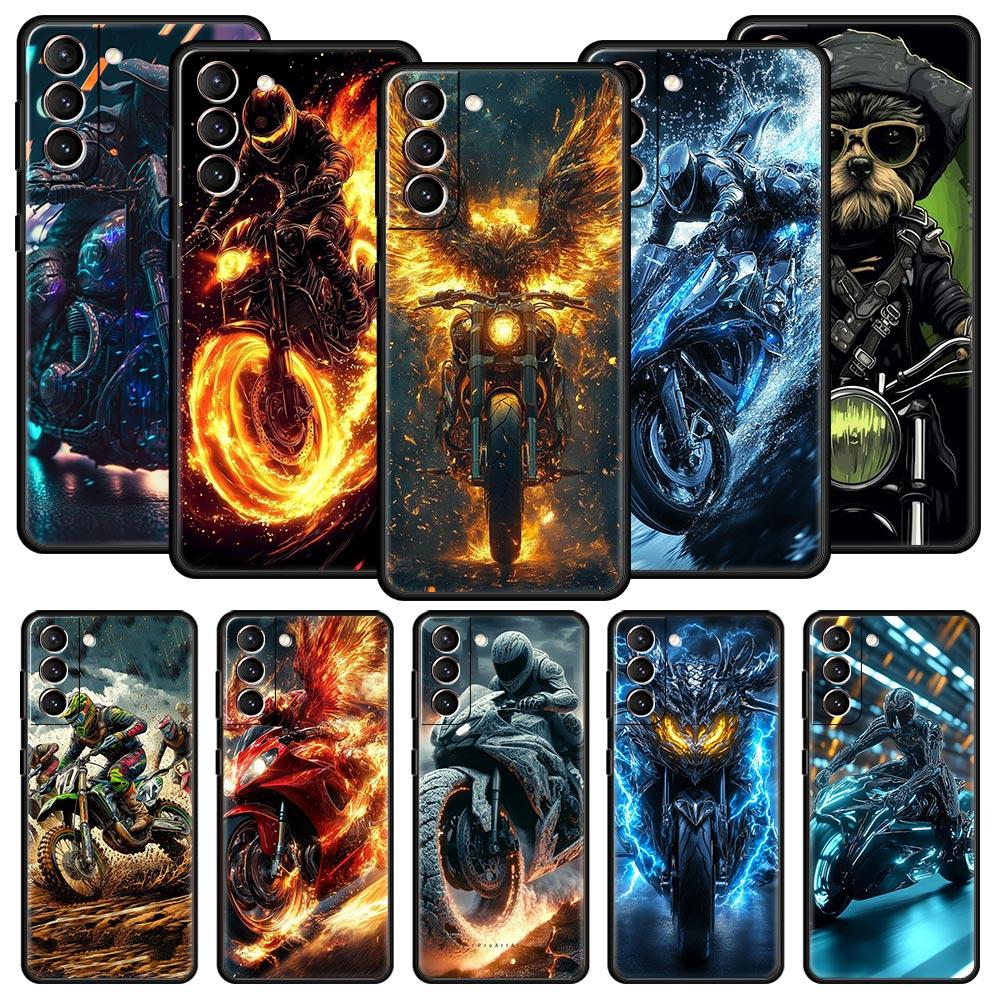 Motorcycle Phone Case Cover for Samsung Galaxy S26 S25 S24 S23 S22 S20 S21 FE Ultra S25 Edge Plus 5G Soft TPU Shell Fundas Capas