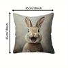 Easter Happy Smiling Bunny Pillow Cover Realistic 2D Print Soft Cozy For Sofa Bed Living Room Spring Decor Cute Rabbit Gifts