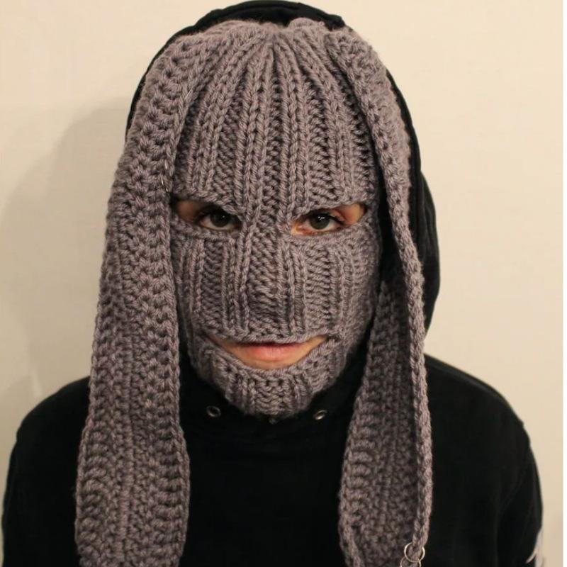 Crochet Halloween Party Funny Style Parent-child Horn Hat Ski Mask Woolen Hat