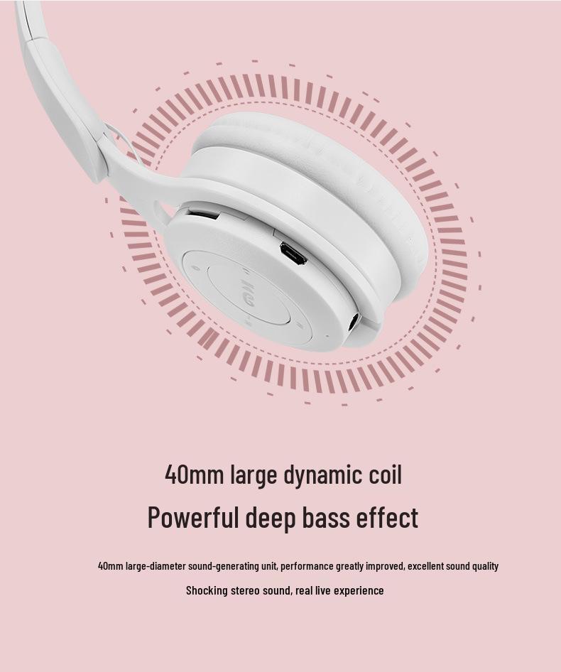M6 Dual-Ear Foldable Bluetooth Gaming Headphones - Macaron Over-Ear Stereo Headset