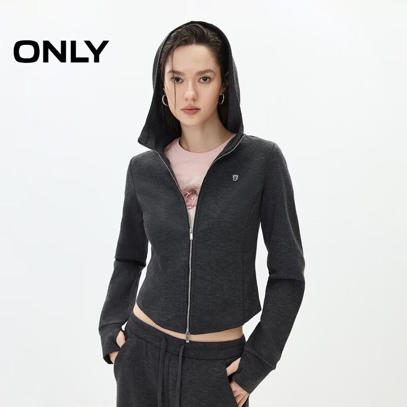 ONLY Women s 2026 Summer Slim-Fit Double-Zip Raglan Hooded Sweatshirt S
