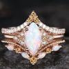 Delicate Women Rings Rose Gold Color Round Flower White Stone Rings Set Party Accessories Gift