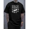 European Sizes Men'S Plus Size Street Art Graffiti Short-Sleeve T-Shirt | Trendy Cartoon Print Design, Breathable Summer, Machine-Washable