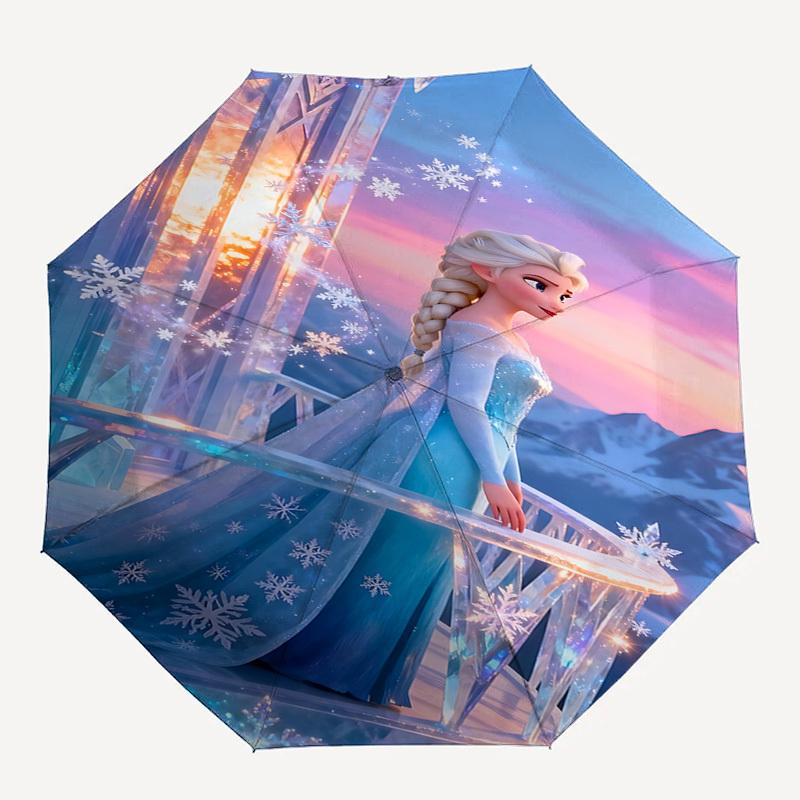 

1pc snowflake, Elsa umbrella automatic open/close, 8-Rib Durable Frame, Compact Folding Design, Ideal Birthday/Holiday Gift 1165A
