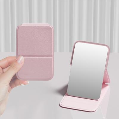 Portable Mini Desktop Mirror Stand Up Solid Color Pocket Folding Mirror Simple Small Student Vanity Mirror Makeup Skincare