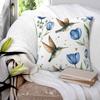 Tulips And Hummingbirds Square Pillowcase Pillow Cover Polyester Cushion Zip Decorative Comfort Throw Pillow for Home Car