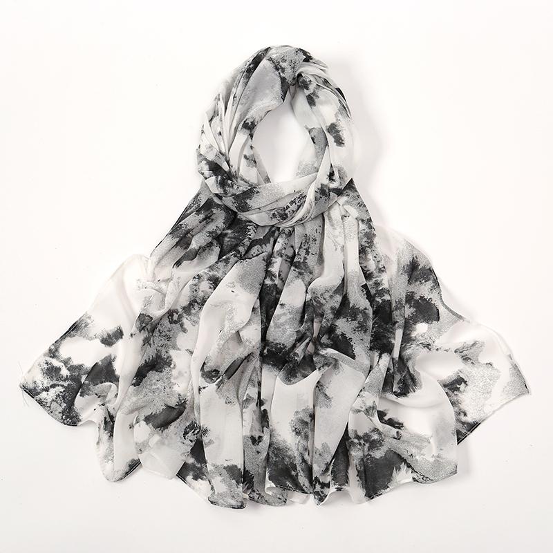 Modischer Blumenmuster Chiffon Schal Für Muslimische Frauen Chiffon Hijab Mode Damen Elegante Lange Schals Wickeltücher Fabrik