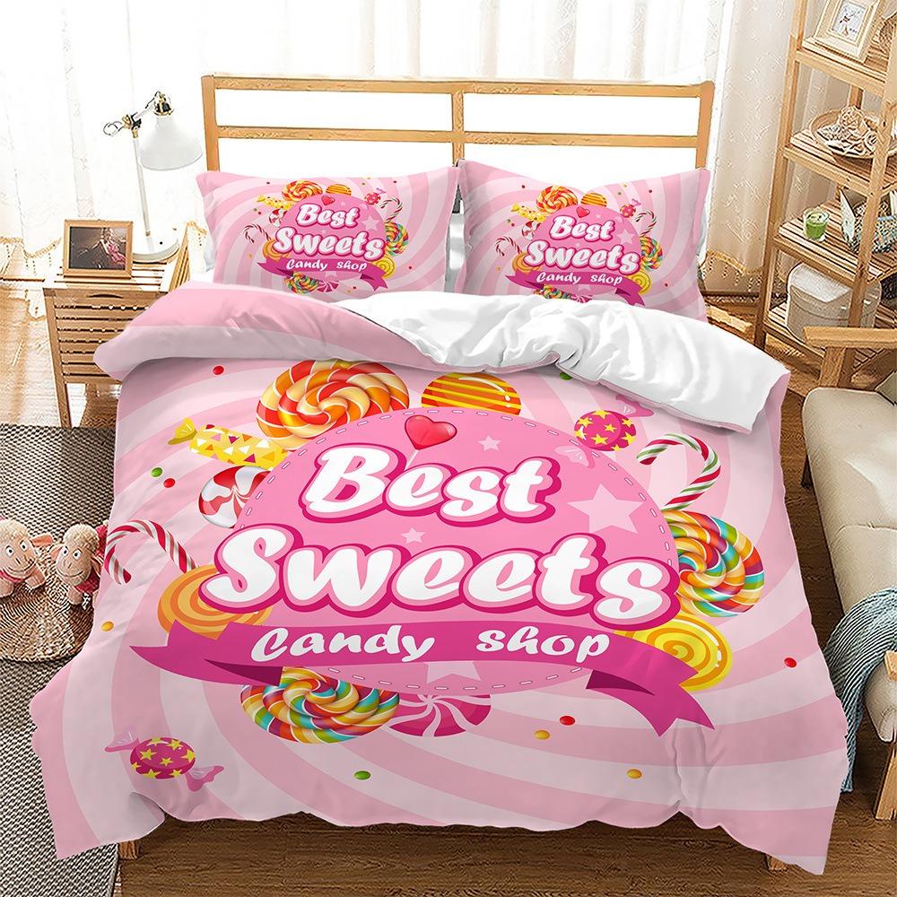 Lollipop duvet cover pillowcase Sweet bedding set King size 3D children's comforter sets 2/3 pieces gift for boys and girls