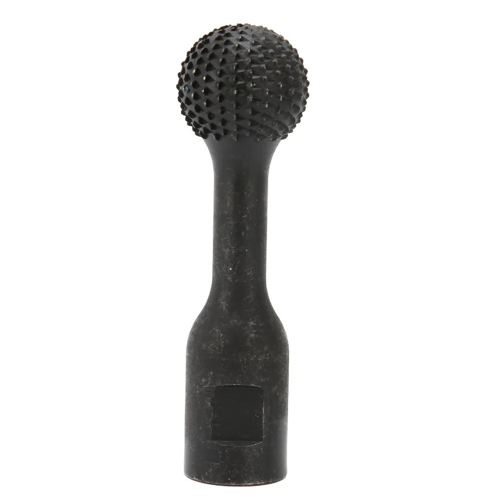 Heavy-Duty Carbon Steel Ball Gouge 5/8-11 Threads Black Sphere Rotary Burr Abrasive Teeth Spherical Grinding Head Wood Carving