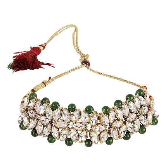 Latest Choker Design Antique Kundan Traditional Necklace Jewellery Set for Women