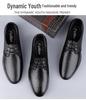 Men's Business Casual Leather Lace-Up Shoes - Low-Top, Flat Bottom, Cowhide Upper, British Gentleman Style.