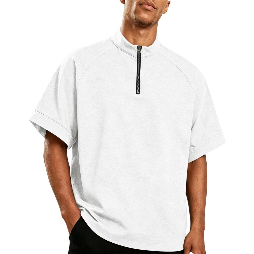 Men's Lightweight Golf Polo Shirt Short Sleeve Windproof Water-Resistant Training Top with Half-Zip Collar for Outdoor Sports