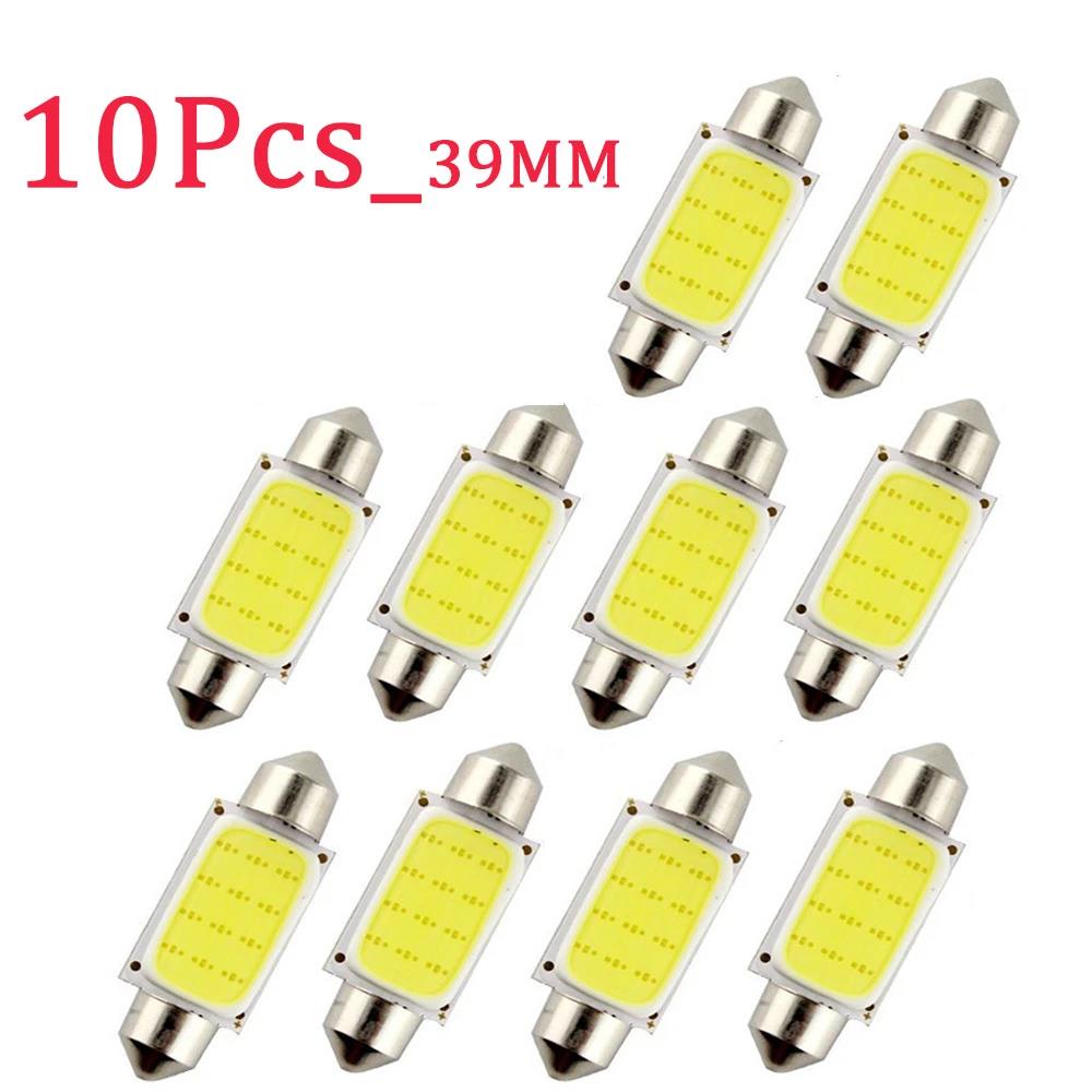 10-40Pcs White COB C5W LED Bulbs 12V 24V Car Auto Festoon Dome Interior LED Lights Lamp Roof Reading Bulb 31mm 36mm 39mm 41mm Bulbs 7