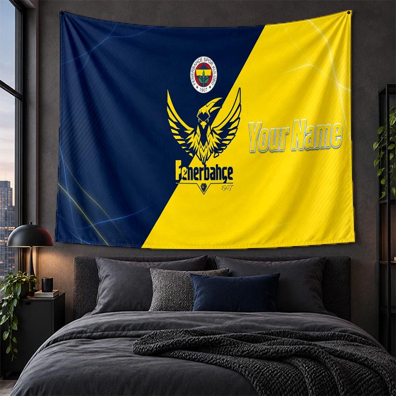 Arazzo Personalizzato da Appendere alla Parete Tessuto con Sfondo Artistico Modello Fenerbahçe FC