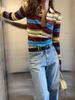 Gestreifter Cardigan Langarm Knopfleiste Strickpullover Vintage Kragen Schlankmachendes Gestreiftes Oberteil für den Herbst
