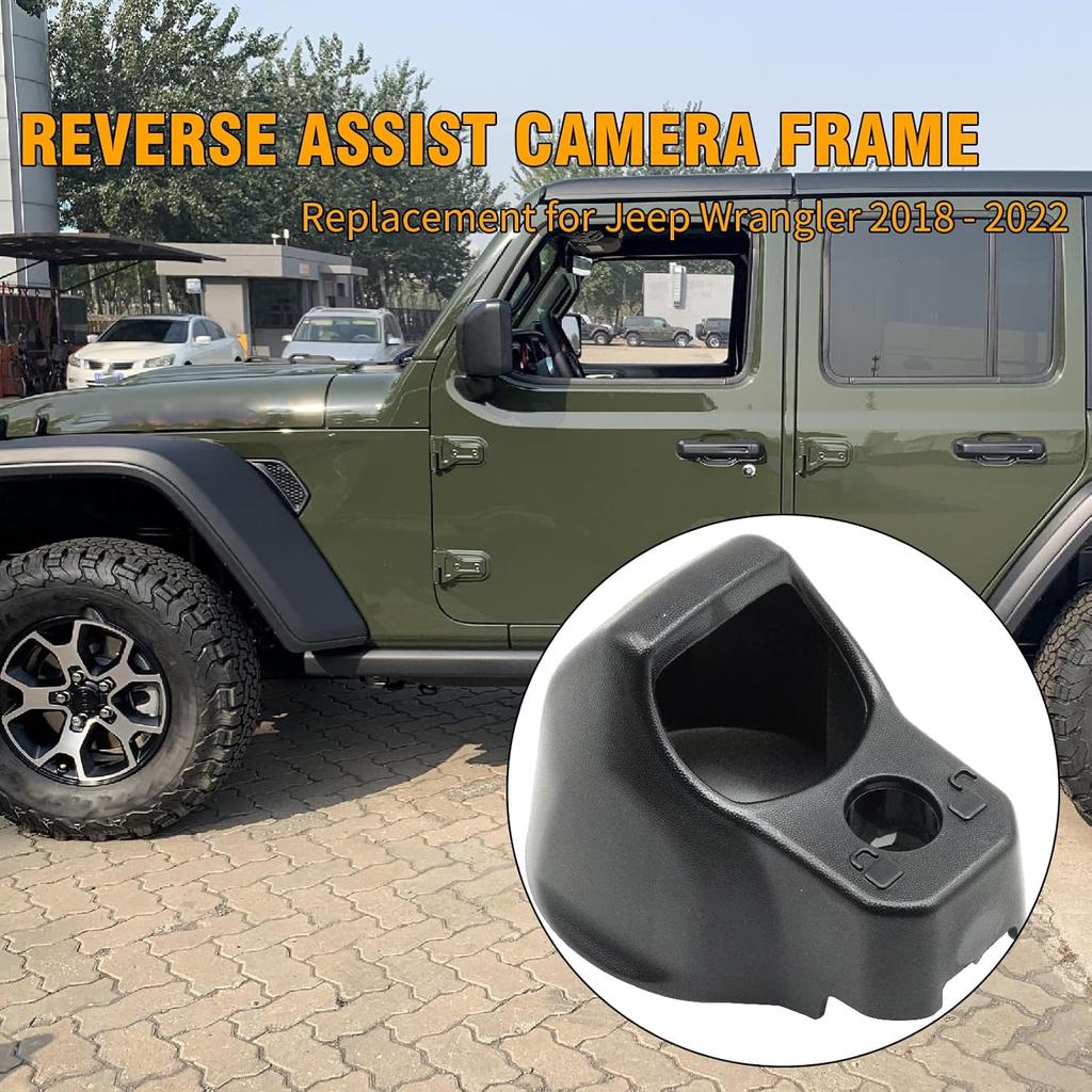 68301879AD Black Rear View Backup Park Assist Camera Bezel Cover Trim, Replacement for Jeep Wrangler 2018 2019 2020 2021 2022, Replaces 68301879AE