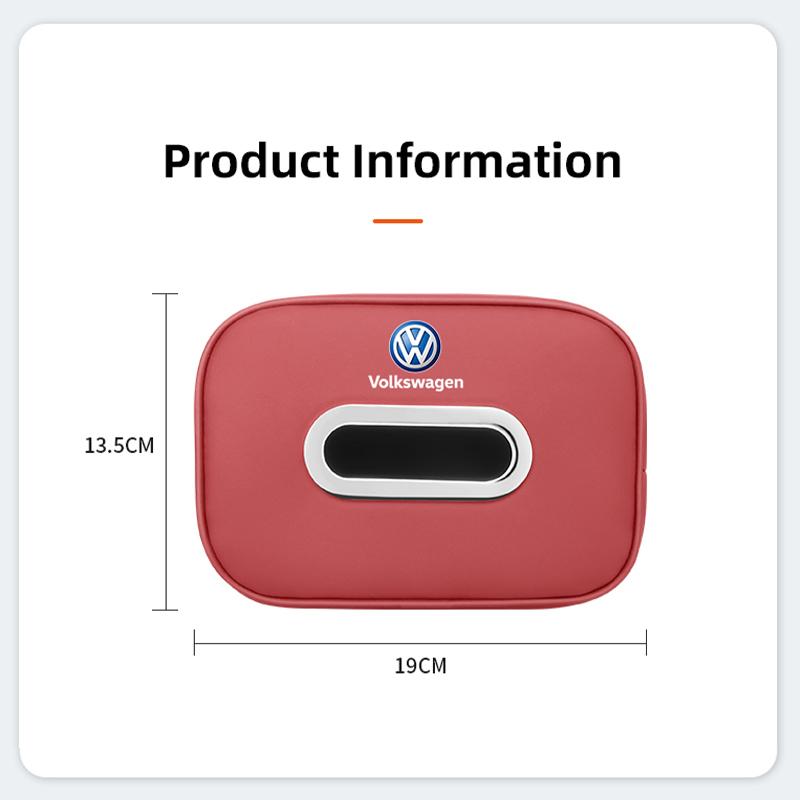 W151Car Tissue Box Car Interior Accessories For Volkswagen Golf Passat B6 Amarok T5 Tiguan Leather Tissue Storage Bag Kleenex Case