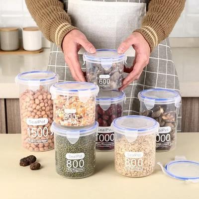 4Pcs Sealed Storage Box Transparent Kitchen Food Grain Organizer Storage Tank Plastic Large Capacity Moisture-proof Sealed Jars